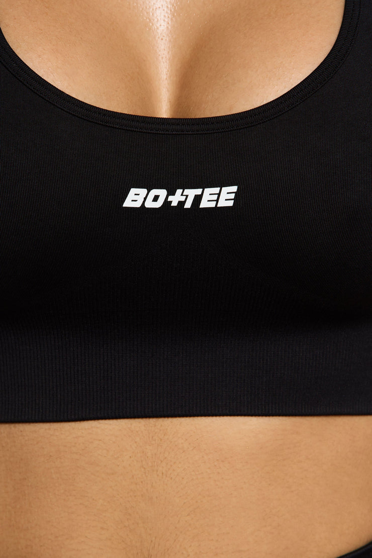 Focused - Halter Sports Bra In Black