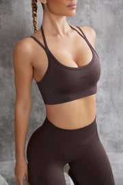 Aligned - Scoop Neck Sports Bra in Brown