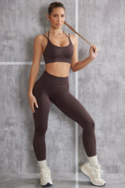 Aligned - Scoop Neck Sports Bra in Brown