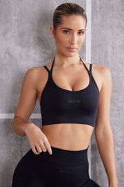 Aligned - Scoop Neck Sports Bra in Jet Black