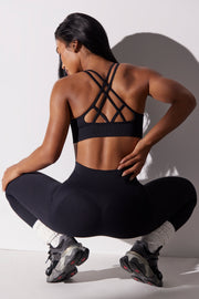 Constant - Scoop Neck Multi Strap Sports Bra in Black