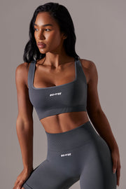 Ardour - Open Back Square Neck Sports Bra in Grey