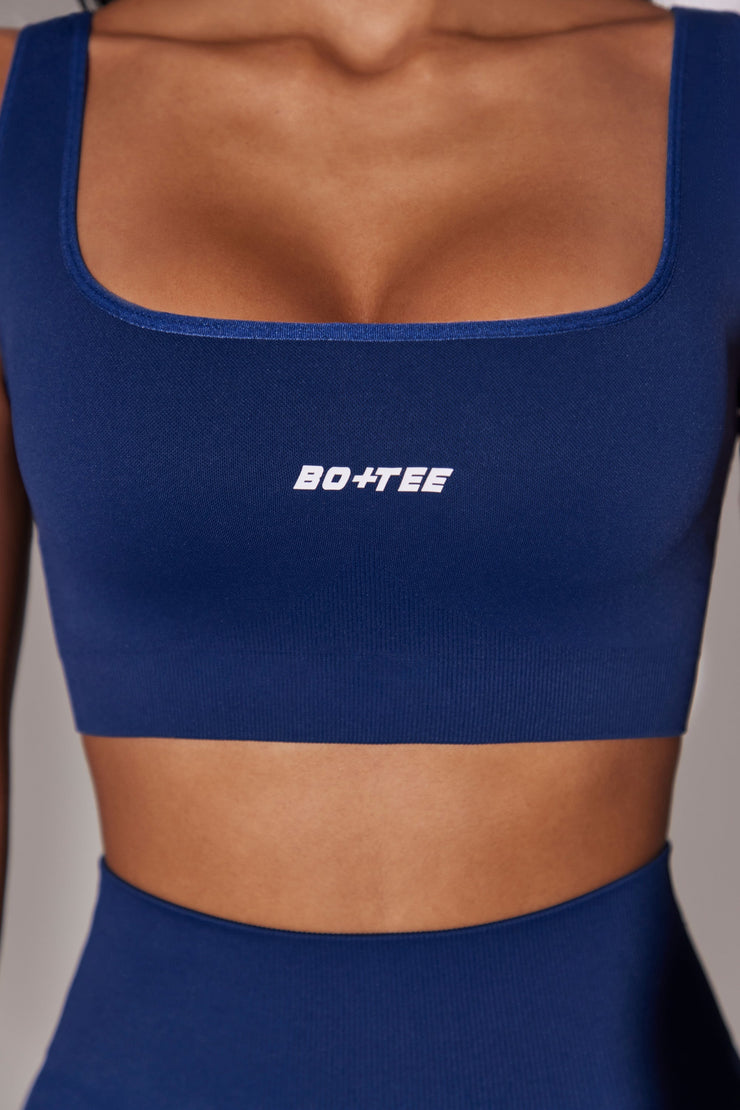 Ardour - Open Back Square Neck Sports Bra in Navy