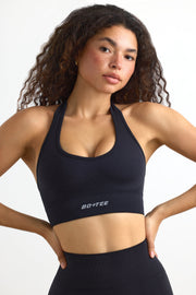 Define Luxe Halterneck Sports Bra in Jet Black