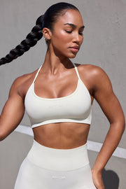 Movement -  Super Sculpt Seamless Open Back Sports Bra in Eggshell