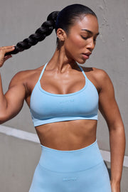 Movement -  Super Sculpt Seamless Open Back Sports Bra in Sky Blue