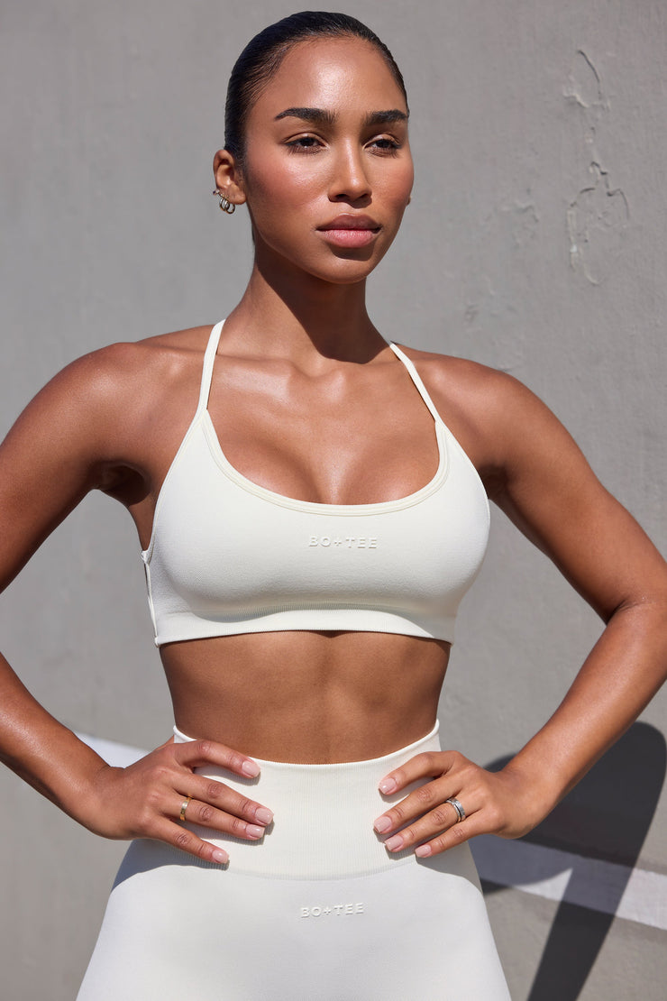 Movement -  Super Sculpt Seamless Open Back Sports Bra in Eggshell