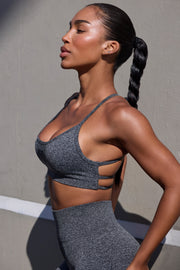 Movement -  Super Sculpt Seamless Open Back Sports Bra in Marl Black