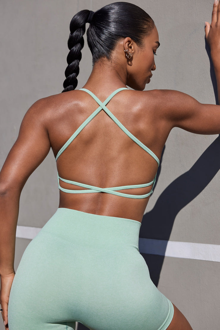 Movement -  Super Sculpt Seamless Open Back Sports Bra in Pistachio