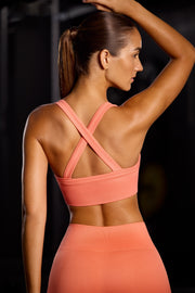 Purpose - Super Sculpt Seamless Cross Back Sports Bra in Coral Orange