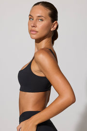 Adjust - Twist Back Scoop Neck Sports Bra in Black