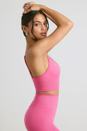 Exclusive - V-Neck Define Luxe Sports Bra in Hot Pink