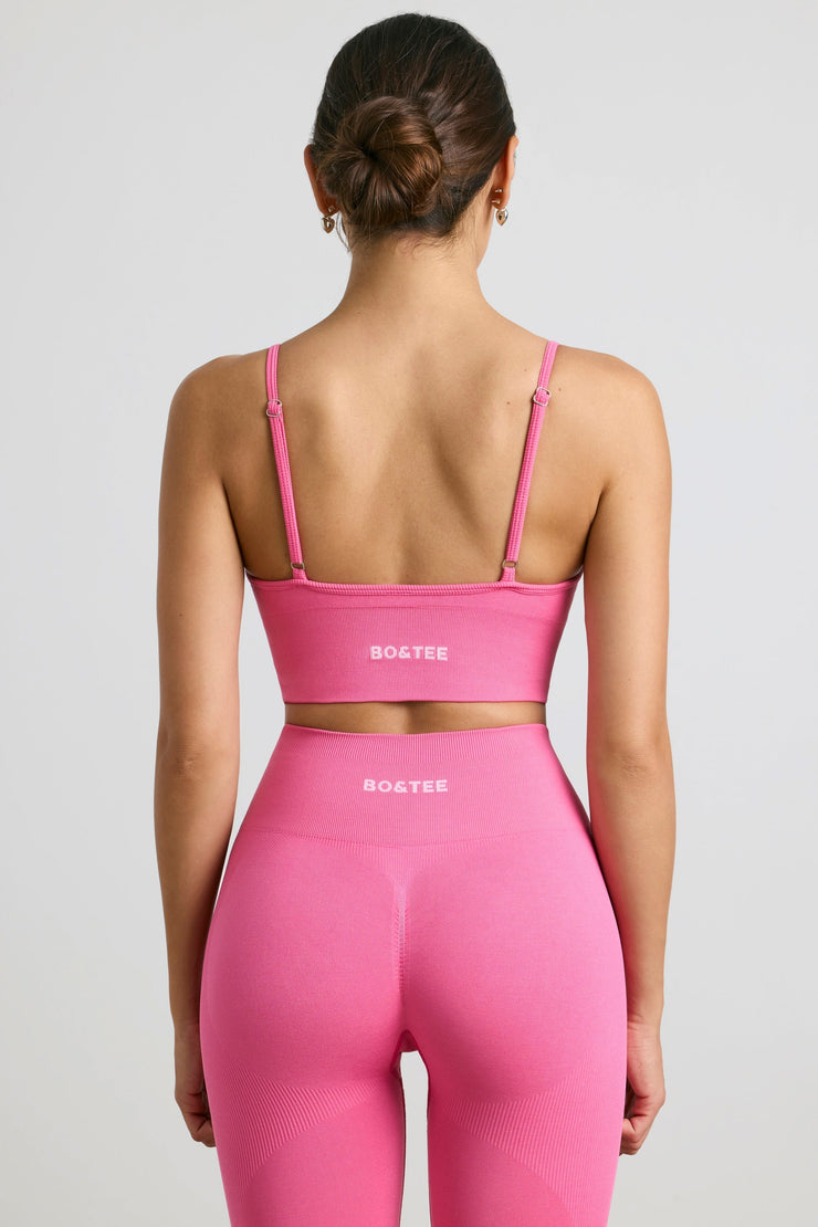 Exclusive - V-Neck Define Luxe Sports Bra in Hot Pink