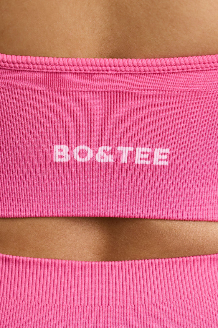 Exclusive - V-Neck Define Luxe Sports Bra in Hot Pink