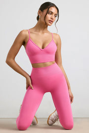 Exclusive - V-Neck Define Luxe Sports Bra in Hot Pink