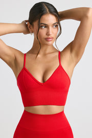 Exclusive - V-Neck Define Luxe Sports Bra in Red