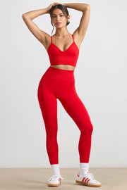 Exclusive - V-Neck Define Luxe Sports Bra in Red