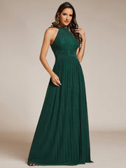 Sparkle Halter Neck Formal Evening Dress with A-line Silhouette