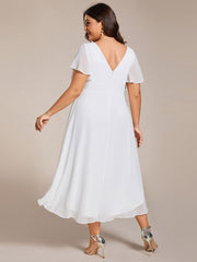 Custom Size Chic V Neck High-Low Wedding Guest Dress