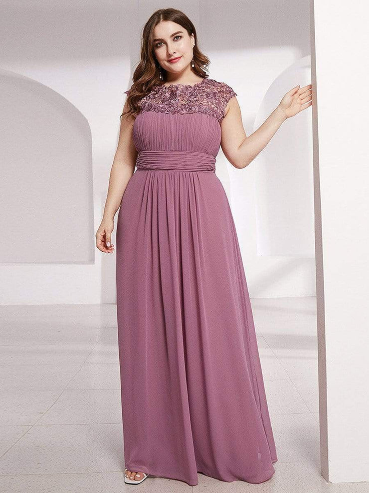 Custom Size Elegant Flattering Maxi Plus Size Evening Dress