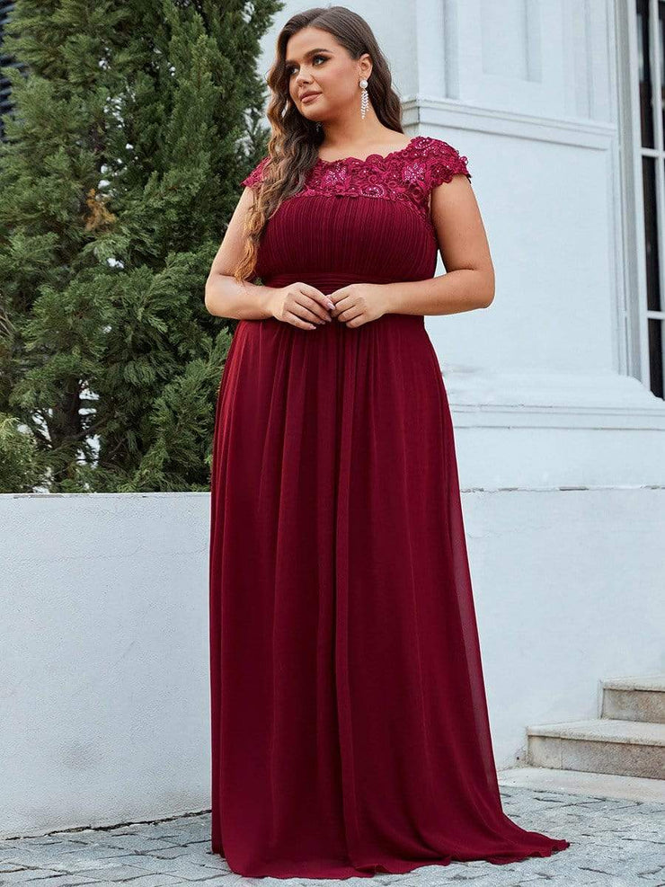 Custom Size Elegant Flattering Maxi Plus Size Evening Dress