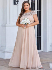 Custom Size Elegant Flattering Maxi Plus Size Evening Dress