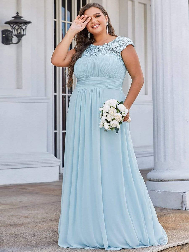 Custom Size Elegant Flattering Maxi Plus Size Evening Dress