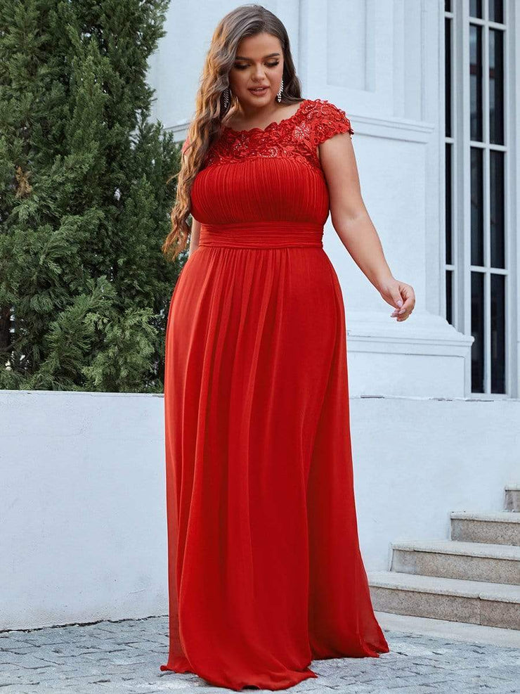 Custom Size Elegant Flattering Maxi Plus Size Evening Dress