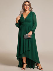 Plus Size Enchanting Chiffon Lantern Sleeve Pleated High Waist Bridesmaid Dress