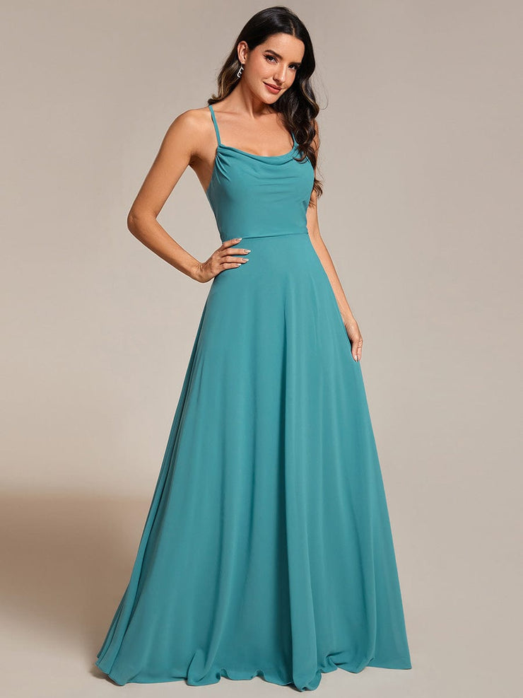 Custom Size Adjustable Spaghetti Strap Chiffon A-Line Bridesmaid Dresses