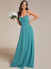 Custom Size Adjustable Spaghetti Strap Chiffon A-Line Bridesmaid Dresses