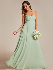 Custom Size Adjustable Spaghetti Strap Chiffon A-Line Bridesmaid Dresses