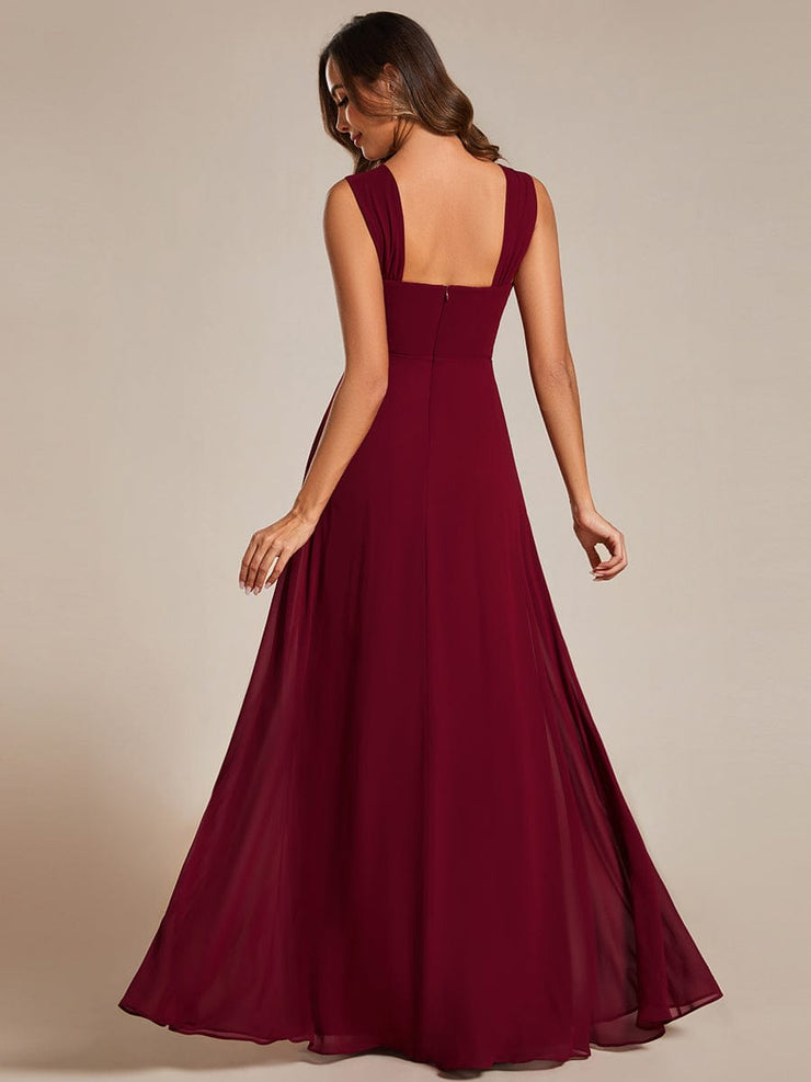 Chiffon High-Waisted Square Neck Sleeveless Bridesmaid Dress