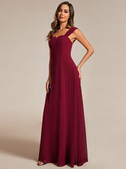 Chiffon High-Waisted Square Neck Sleeveless Bridesmaid Dress