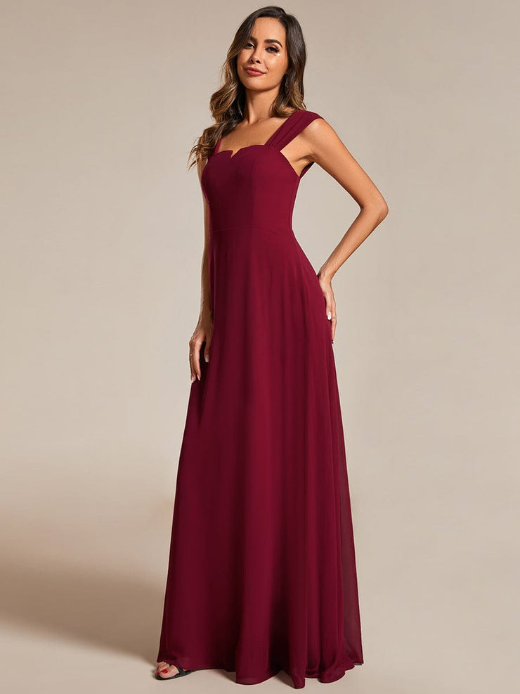 Chiffon High-Waisted Square Neck Sleeveless Bridesmaid Dress