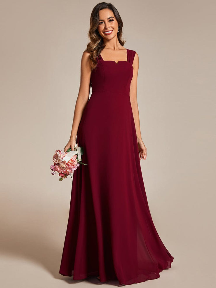 Chiffon High-Waisted Square Neck Sleeveless Bridesmaid Dress