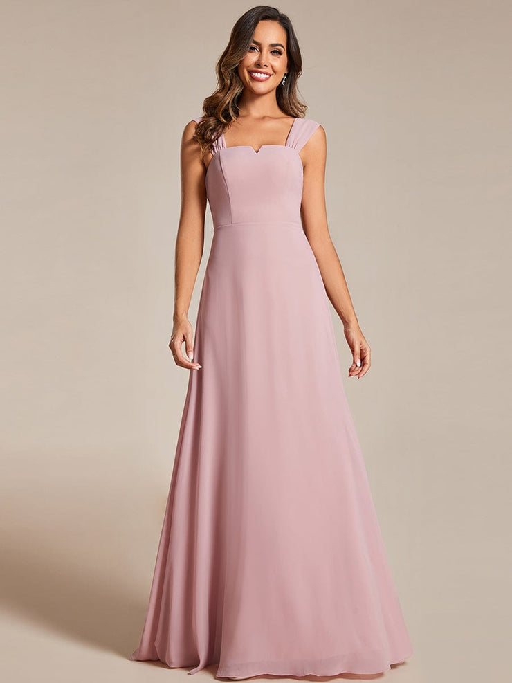 Chiffon High-Waisted Square Neck Sleeveless Bridesmaid Dress