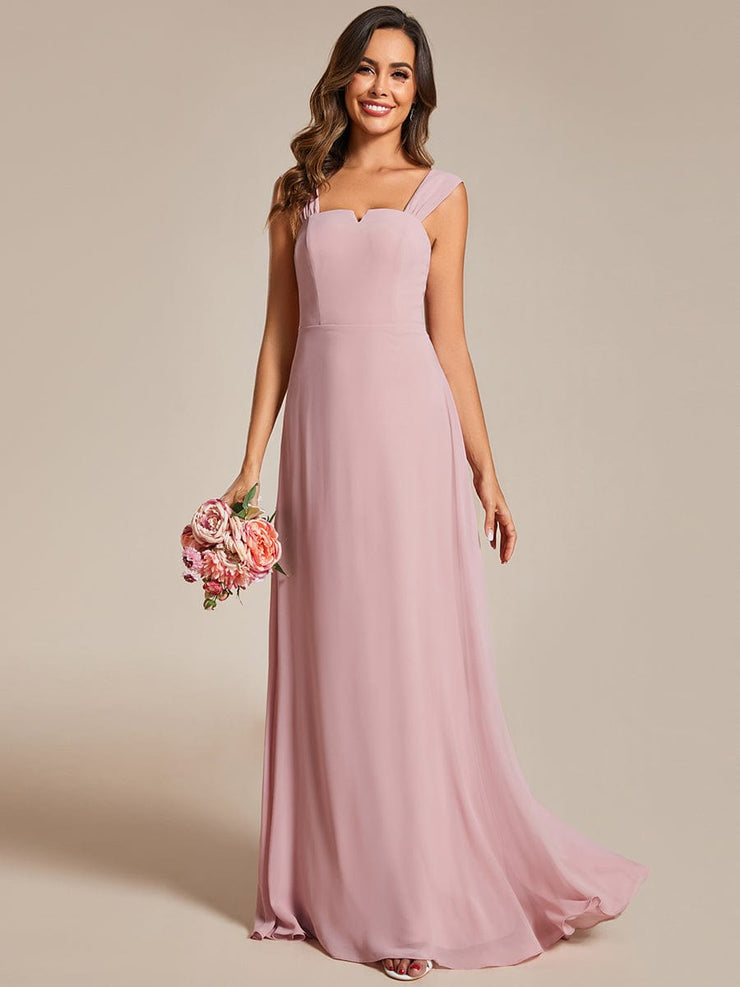 Chiffon High-Waisted Square Neck Sleeveless Bridesmaid Dress