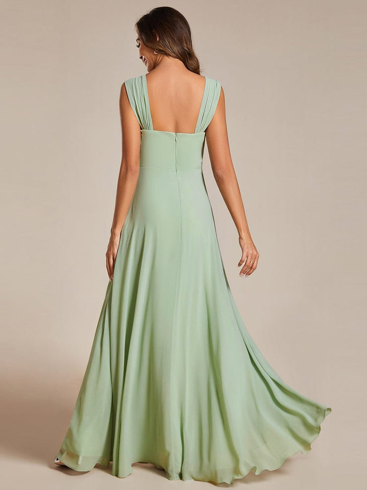 Chiffon High-Waisted Square Neck Sleeveless Bridesmaid Dress