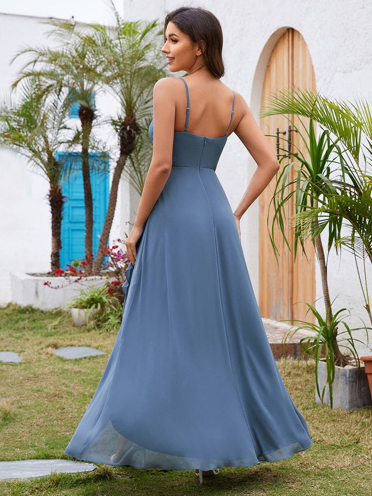 Chic Sleeveless Chiffon Bridesmaid Dress with Lotus Leaf