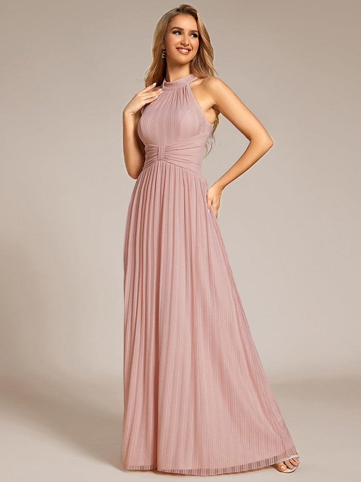 Sparkle Halter Neck Formal Evening Dress with A-line Silhouette