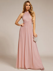 Sparkle Halter Neck Formal Evening Dress with A-line Silhouette