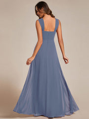 Chiffon High-Waisted Square Neck Sleeveless Bridesmaid Dress