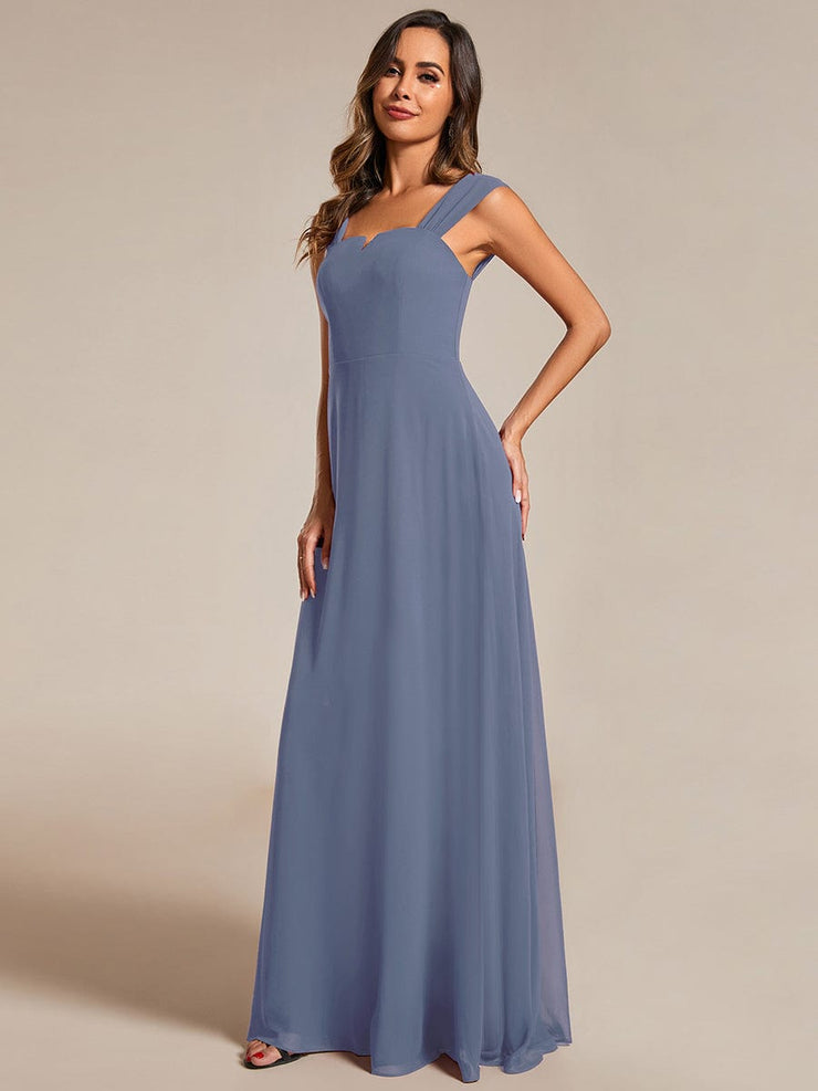 Chiffon High-Waisted Square Neck Sleeveless Bridesmaid Dress