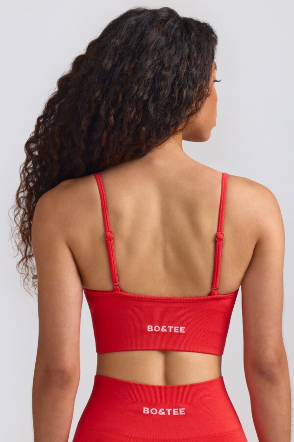 Define Luxe V-Neck Sports Bra in Poppy Red - Image 3