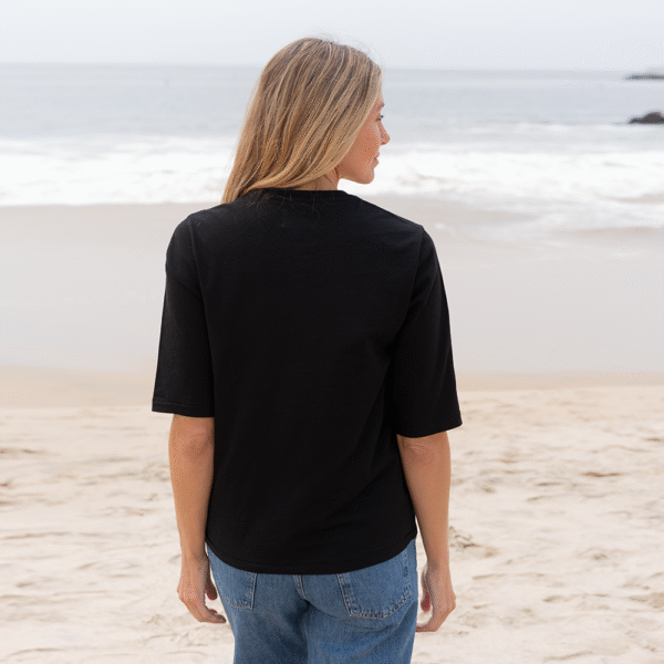 Womens Elbow Sleeve Crew Neck - Black - Image 2