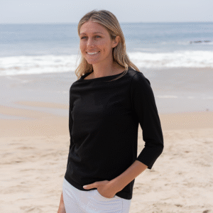 Womens 3/4 Sleeve Boat Neck T-shirt - Black