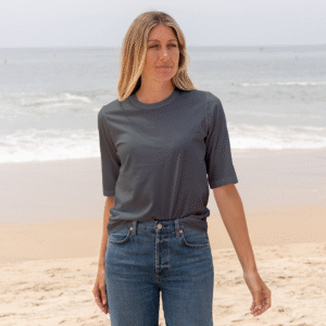 Womens Elbow Sleeve Crew Neck - Dark Grey