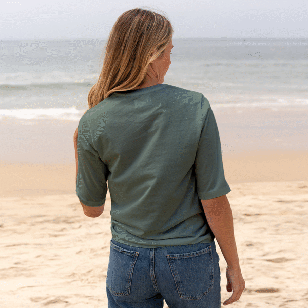 Womens Elbow Sleeve Crew Neck - Forest Green - Image 2