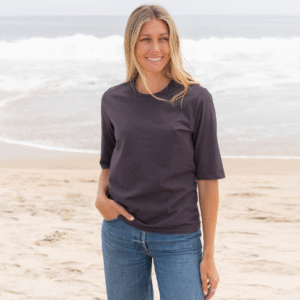 Womens Elbow Sleeve Crew Neck -  Faded Purple